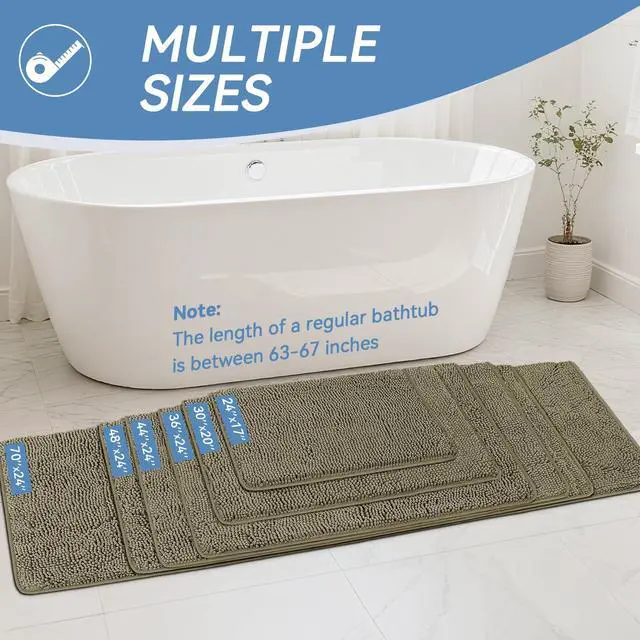 Alt view image 7 of 7 - Small Bath Rug Mat,24x17 Chenille High Absorbent Latte Bathroom Mats | Non Slip with Rubber Backing Bathroom Rugs Machine Washable;Extra Soft Bath Rug;High Absorbent And Quick Dry Microfiber mat