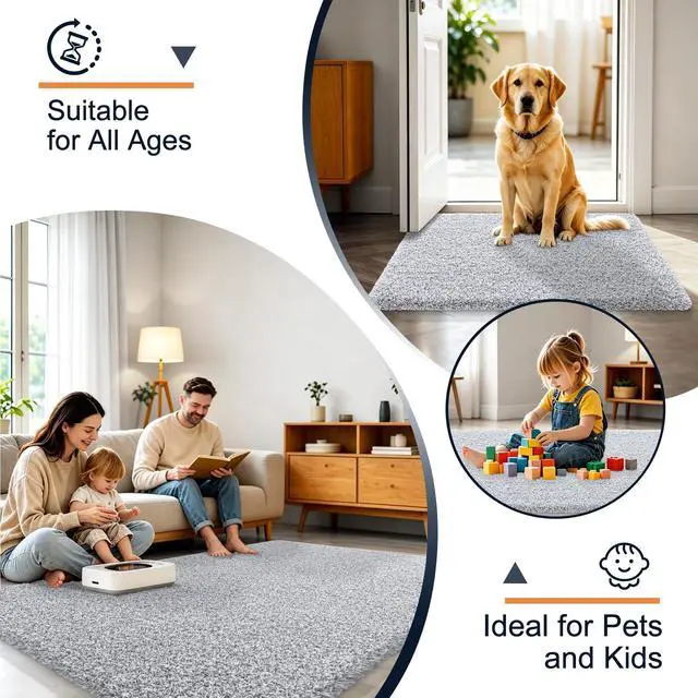 Alt view image 6 of 6 - Microfiber Bathroom Rugs 30x20, Quick Dry Bath Mat, Grey and White | Ultra Soft, Highly Absorbent NonSlip Bath Rugs, Machine Washable Plush Mat for Bathroom Tub, Floor, Home Decor Accessories
