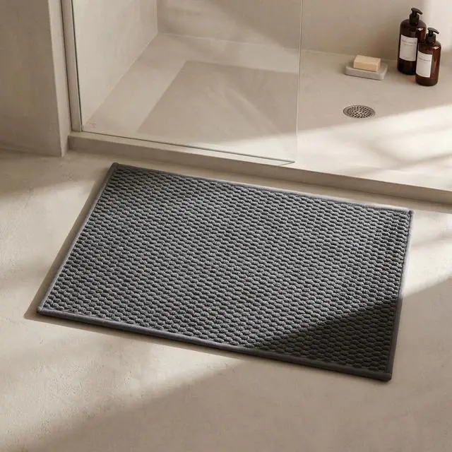 Main image of Bathroom Rugs Non Slip Washable, Super Absorbent Thin Bath Mat Small Quick Dry Low Pile Bathroom Rug, Dark Grey 16"x24"