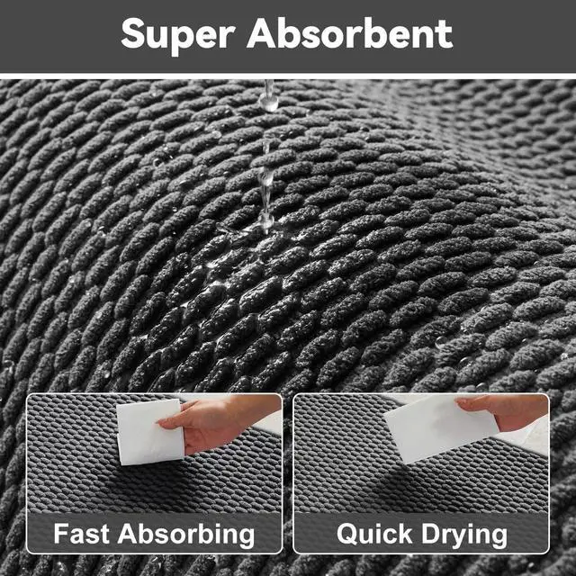 Alt view image 5 of 7 - Bathroom Rugs Non Slip Washable, Super Absorbent Thin Bath Mat Small Quick Dry Low Pile Bathroom Rug, Dark Grey 16"x24"