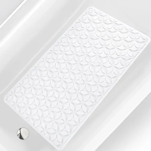 Main image of Non Slip Bathtub Mat | Real Rubber Bath Mat for Tub and Shower, Shower Mat for Daily Safety, Pet Dog Mat, Soft No-Slip Bath Mat | Nonskid Bathroom Tub Mat, 16 x 28White