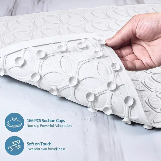 Alt view image 2 of 7 - Non Slip Bathtub Mat | Real Rubber Bath Mat for Tub and Shower, Shower Mat for Daily Safety, Pet Dog Mat, Soft No-Slip Bath Mat | Nonskid Bathroom Tub Mat, 16 x 28White