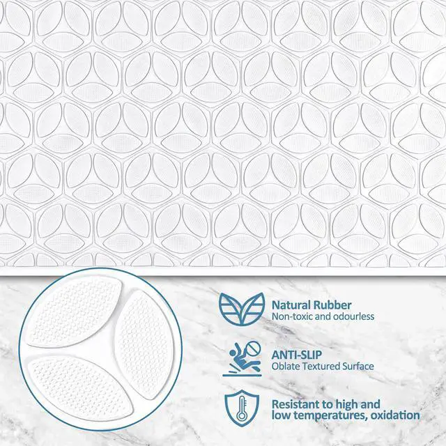 Alt view image 3 of 7 - Non Slip Bathtub Mat | Real Rubber Bath Mat for Tub and Shower, Shower Mat for Daily Safety, Pet Dog Mat, Soft No-Slip Bath Mat | Nonskid Bathroom Tub Mat, 16 x 28White