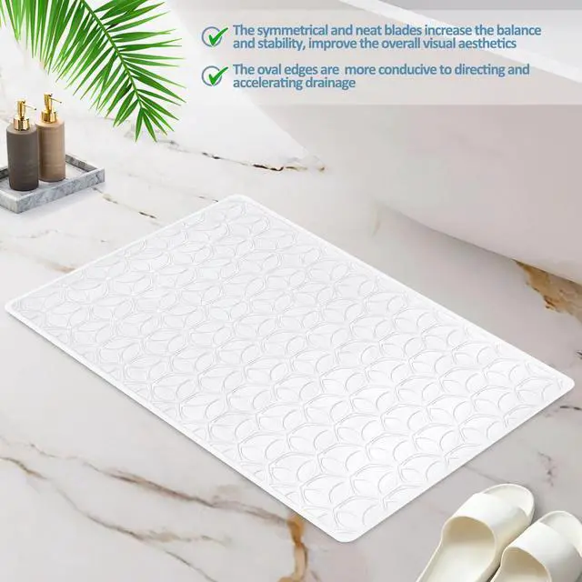Alt view image 4 of 7 - Non Slip Bathtub Mat | Real Rubber Bath Mat for Tub and Shower, Shower Mat for Daily Safety, Pet Dog Mat, Soft No-Slip Bath Mat | Nonskid Bathroom Tub Mat, 16 x 28White