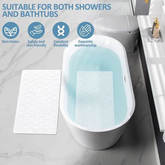 Alt view image 5 of 7 - Non Slip Bathtub Mat | Real Rubber Bath Mat for Tub and Shower, Shower Mat for Daily Safety, Pet Dog Mat, Soft No-Slip Bath Mat | Nonskid Bathroom Tub Mat, 16 x 28White