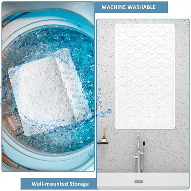 Alt view image 6 of 7 - Non Slip Bathtub Mat | Real Rubber Bath Mat for Tub and Shower, Shower Mat for Daily Safety, Pet Dog Mat, Soft No-Slip Bath Mat | Nonskid Bathroom Tub Mat, 16 x 28White