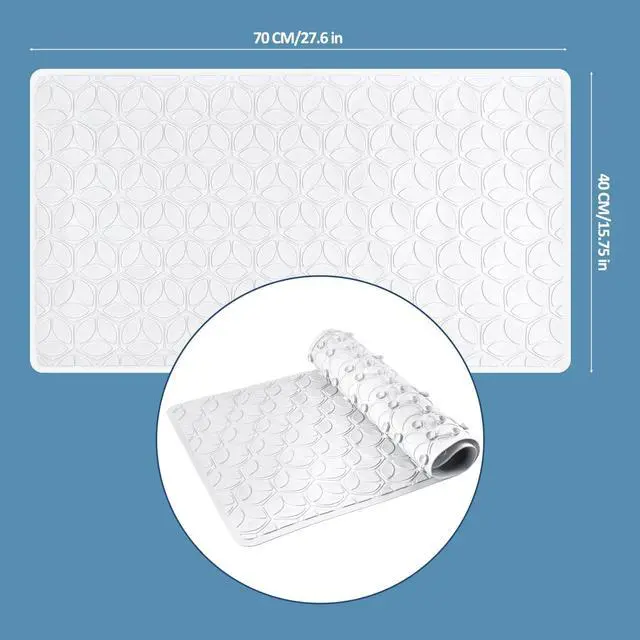 Alt view image 7 of 7 - Non Slip Bathtub Mat | Real Rubber Bath Mat for Tub and Shower, Shower Mat for Daily Safety, Pet Dog Mat, Soft No-Slip Bath Mat | Nonskid Bathroom Tub Mat, 16 x 28White