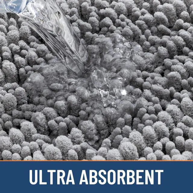 Alt view image 5 of 7 - Bathroom Rugs 30X20, Extra Soft Rubber Backing Chenille Bath Mats | Grey Machine Washable Non Slip Quick Dry Bath Mats for Bathroom Floor, Tub, Shower, Home Decor Accessories