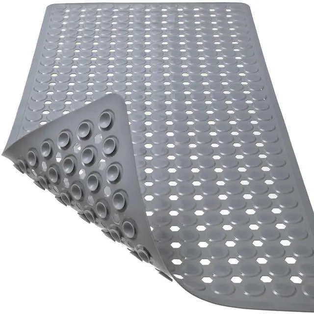 Main image of Bath Mat for Tub & Shower, Non Slip Soft Bathmat with Suction Cups & Drain Holes, Machine Washable Bathtub Floor Liner Mats for Bathroom, 35x16 Inch, Gray