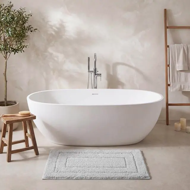 Alt view image 2 of 7 - Gray Bathroom Rug 16" x 24", Non-Slip Microfiber Bath Mat | Ultra-soft, with durable TPR backing for reliable grip, fast water absorption, machine washable for small bathroom spaces