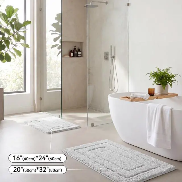 Alt view image 6 of 7 - Gray Bathroom Rug 16" x 24", Non-Slip Microfiber Bath Mat | Ultra-soft, with durable TPR backing for reliable grip, fast water absorption, machine washable for small bathroom spaces