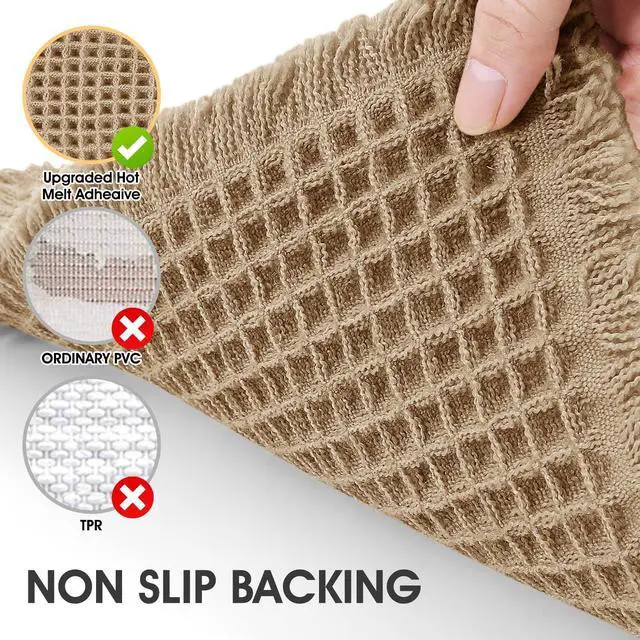Alt view image 3 of 7 - Upgrade Waffle Bath Mat, Boho Bathroom Rugs Absorbent Non Slip, Ultra Soft Bathroom Mat, Machine Washable Knit Bath Rugs with Border for Bathroom, Bedroom, Kitchen, Shower, Tub, 32"x20", Beige