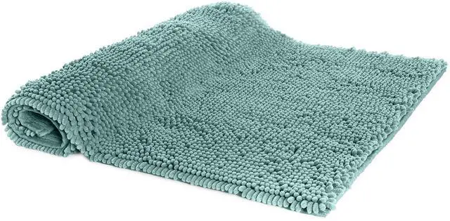Alt view image 6 of 6 - Bathroom Rugs, Extra Soft Absorbent Shag Bath Rugs, Non-Slip Backing, Quick Drying, Machine Washable, Plush Comfort for Bathroom Floor, Tub and Shower, 21" x 34", Seafoam Green