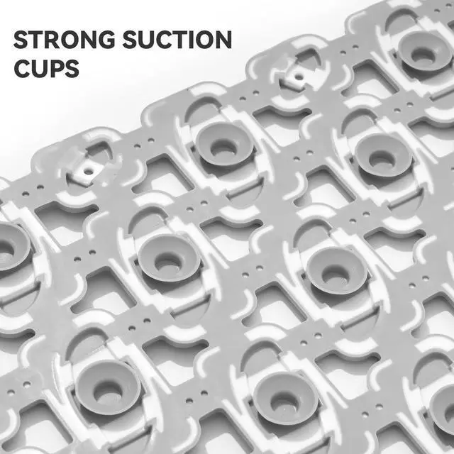 Alt view image 3 of 6 - Non Slip Bathtub Mat with Suction Cups Quick Dry Shower Mat 27x16 | Light Grey Machine Washable Shower Floor Mat for Elderly & Kids, Quick Dry Drain Holes Bathroom Shower Tub Stall