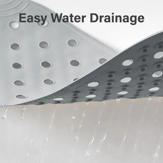 Alt view image 4 of 7 - Rubber Bathtub Mat Shower Mat Non-Slip, 31x14 Inch, Bath Tub Floor Mat with Suction Cups and Drainage Holes, Grey