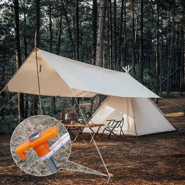 Alt view image 6 of 7 - 12 Pack Tent Stakes Heavy Duty Camping Stakes,7.1inch Non-Rust Metal Tent Pegs with Storage Bag Ground Stakes Tent Spikes Camping,Garden,Hiking Orange (Orange 12pcs, 7.1IN)