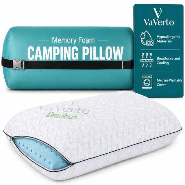 Main image of Camping Pillow - Backpacking Memory Foam Travel Pillow 1-Pack | Medium firm memory foam pillow - breathable, machine washable cover - Ideal lightweight small pillow - backpacking & outdoors