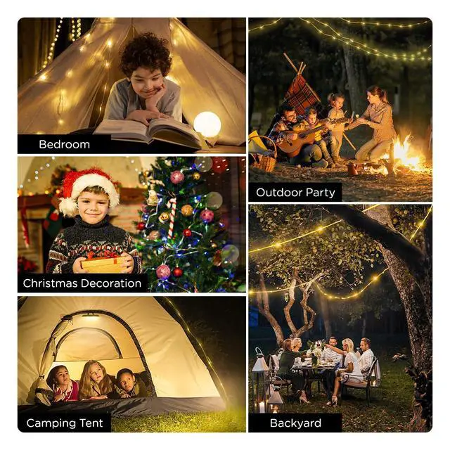 Alt view image 6 of 7 - Camping String Lights with Rmote, 4 in 1 Quick Storage 32.8FT 8 Mode | Rechargeable Fairy Tent Lights String, Portable Lantern LED Lamp for Outdoor Indoor Patio Yard Decor Camping Essentials