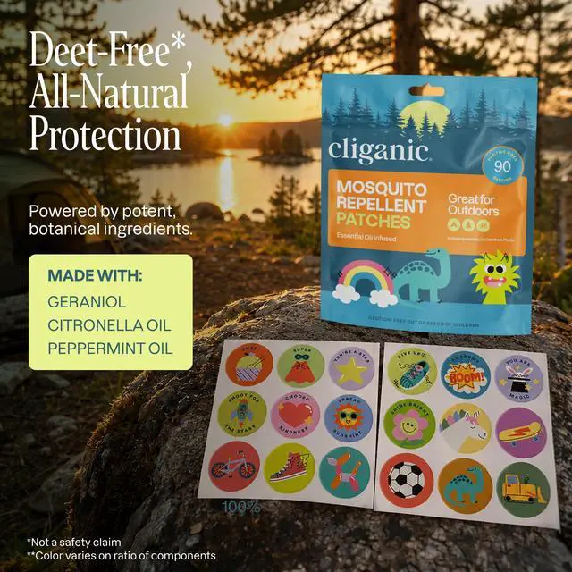 Alt view image 7 of 7 - Mosquito Repellent Stickers for Kids (90 Pack) - Positive Vibes Patches, Natural DEET-Free, Essential Oil Infused, Insect Repelling Garments