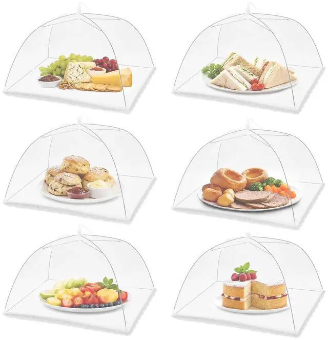 Main image of (6 Pack) Pop-Up Outside Picnic Mesh Food Covers Tent Umbrella for Outdoors and Camping Food Net Cover Keep Out Flies Mosquitoes Ideal for Parties BBQ, Reusable and Collapsible 17 x 17inches