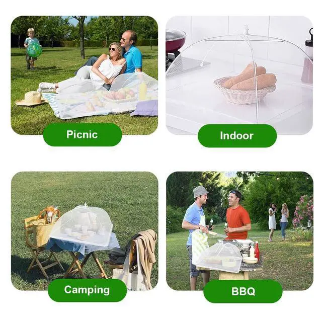 Alt view image 3 of 7 - (6 Pack) Pop-Up Outside Picnic Mesh Food Covers Tent Umbrella for Outdoors and Camping Food Net Cover Keep Out Flies Mosquitoes Ideal for Parties BBQ, Reusable and Collapsible 17 x 17inches
