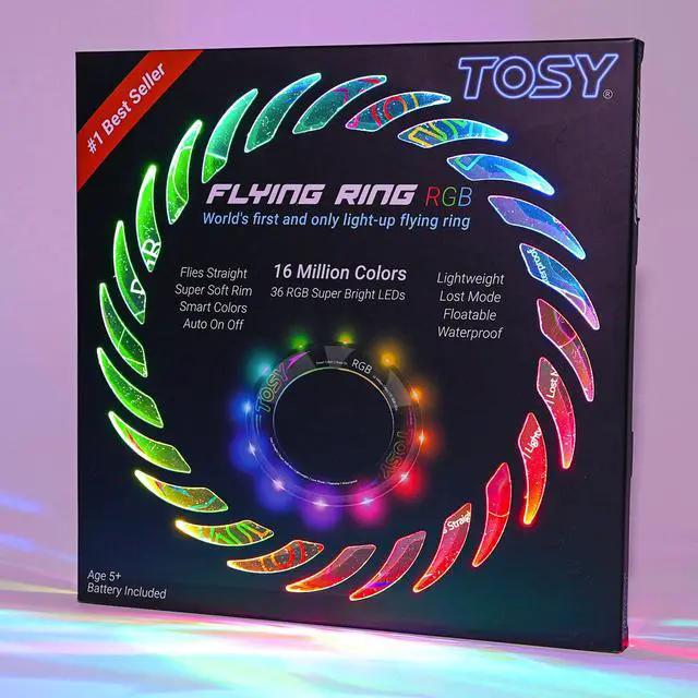 Main image of Flying Ring - 36 RGB Multicolor LEDs, Super Bright, Lost Mode, Auto Light Up, Camping Essentials for Kid/Teen/Boy/Girl, Safe & Soft, Waterproof, Pool/Beach Games, Lightweight Toy