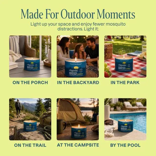 Alt view image 4 of 7 - Natural Mosquito Repellent Candle (Pack of 2) | Citronella, DEET Free, Essential Oil Infused for Outdoor, Camping | Burns 18 Hours