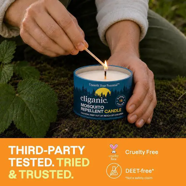 Alt view image 7 of 7 - Natural Mosquito Repellent Candle (Pack of 2) | Citronella, DEET Free, Essential Oil Infused for Outdoor, Camping | Burns 18 Hours