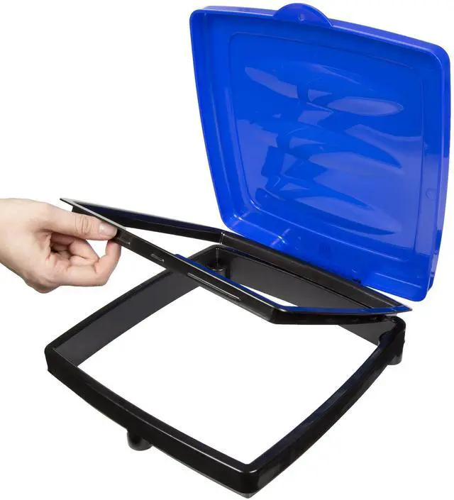 Alt view image 5 of 7 - Portable Trash Bag Holder Collapsible 13-Gallon Garbage Bin for Indoor/Outdoor Use, Camping, Recycling, and Parties Durable Plastic Trash Can Outdoors (Blue)