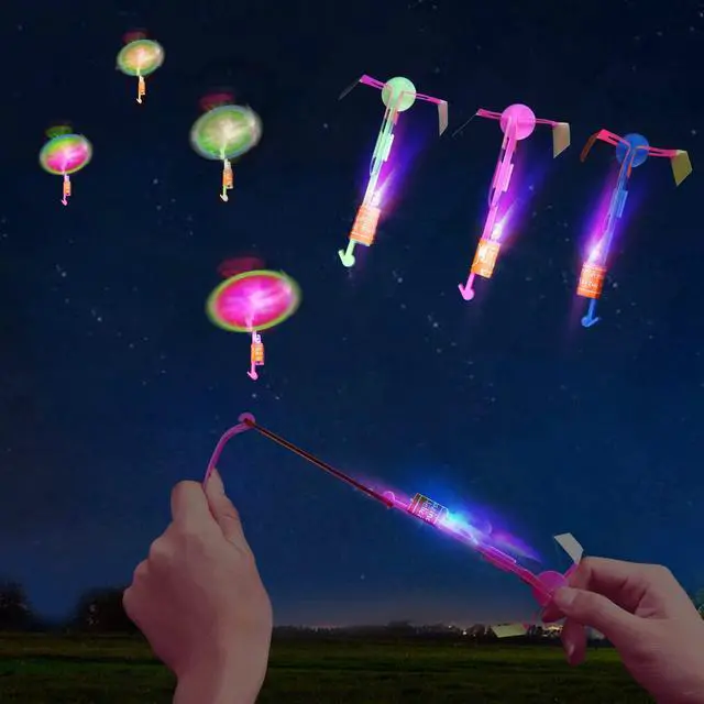 Main image of 25 Sets LED Flying Set, 25 Slingshot+25 Glow Helicopter-50 Pcs, Flying Toy Outdoor Toys Glow in the Dark Party Supplies Party Favors for Kids 8-12,4-8