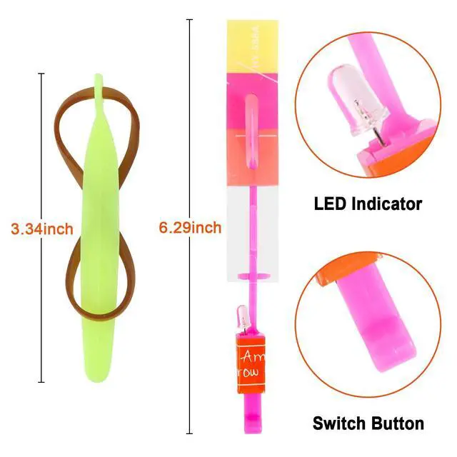 Alt view image 3 of 7 - 25 Sets LED Flying Set, 25 Slingshot+25 Glow Helicopter-50 Pcs, Flying Toy Outdoor Toys Glow in the Dark Party Supplies Party Favors for Kids 8-12,4-8