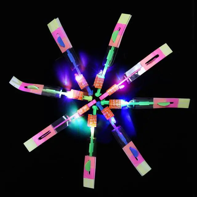 Alt view image 7 of 7 - 25 Sets LED Flying Set, 25 Slingshot+25 Glow Helicopter-50 Pcs, Flying Toy Outdoor Toys Glow in the Dark Party Supplies Party Favors for Kids 8-12,4-8