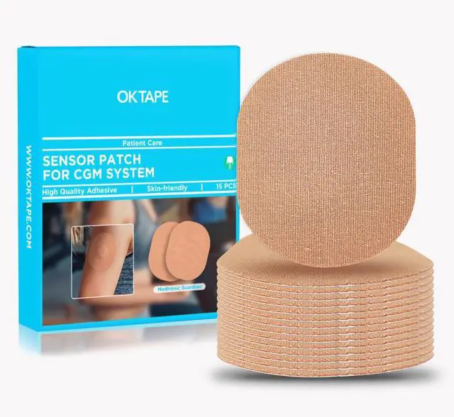 Main image of Adhesive Patches for MEDTRONIC Guardian and Other Sensor 15 PCS | Waterproof Sweatproof for Swimming, Shower, CGM Patches,Thin, Breathable Long Last Sensor Patches, Beige
