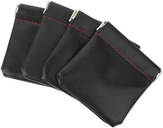 Main image of 4Pcs PU Leather Earphone Pouch Headphone Storage Bag, Closure Soft Elastic Snap Spring Pouch for Carrying or Storing Headphones