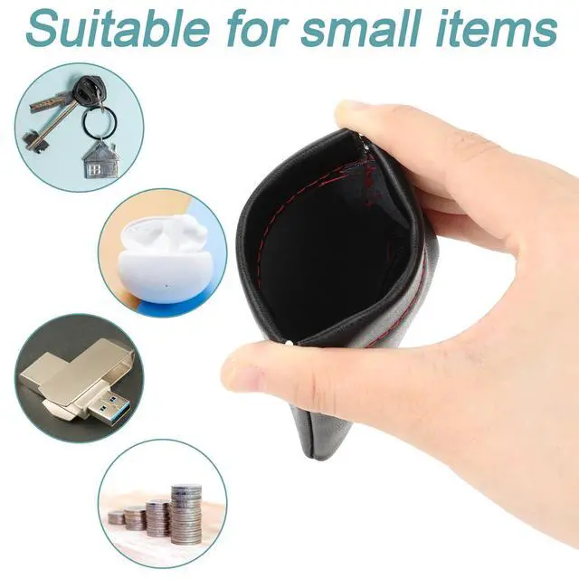 Alt view image 4 of 7 - 4Pcs PU Leather Earphone Pouch Headphone Storage Bag, Closure Soft Elastic Snap Spring Pouch for Carrying or Storing Headphones