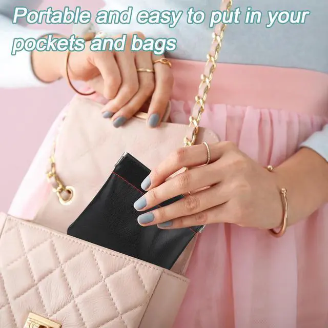 Alt view image 6 of 7 - 4Pcs PU Leather Earphone Pouch Headphone Storage Bag, Closure Soft Elastic Snap Spring Pouch for Carrying or Storing Headphones