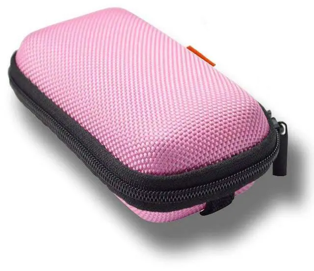 Main image of Pink Earbud Carrying Case, Lightweight Mini Universal Storage Pouch | Universal Bag for Wired Earbuds, Airpods, Bluetooth Headset, Wall Charger Adapter, USB Cable