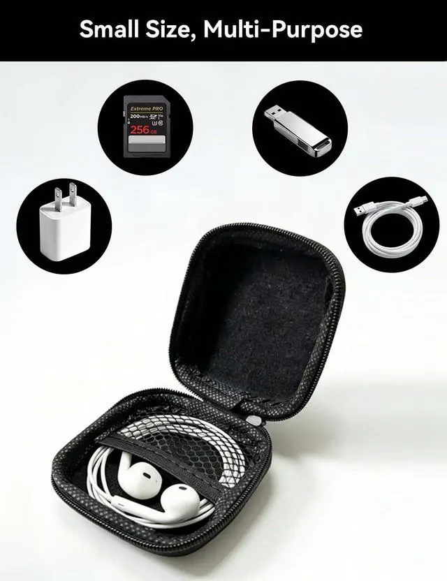 Alt view image 3 of 6 - Earphone Case, Headphone Earbud Hard Protective Carrying earplug Case Bag for Wired Earphones MP3 Small Items