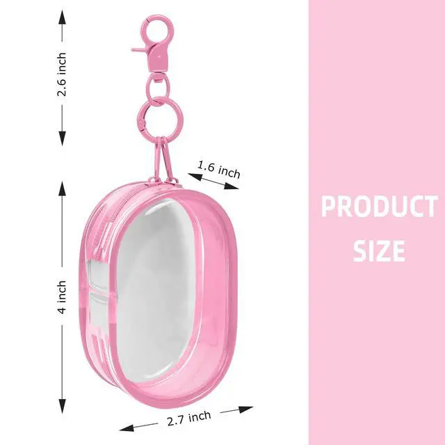 Alt view image 2 of 6 - 1 Pack Transparent Tech Pouch Storage Bag, Pink | Cable Organizer, Earphone Storage, Charger Holder, Key, Coin, Blind Box Doll Display Bag