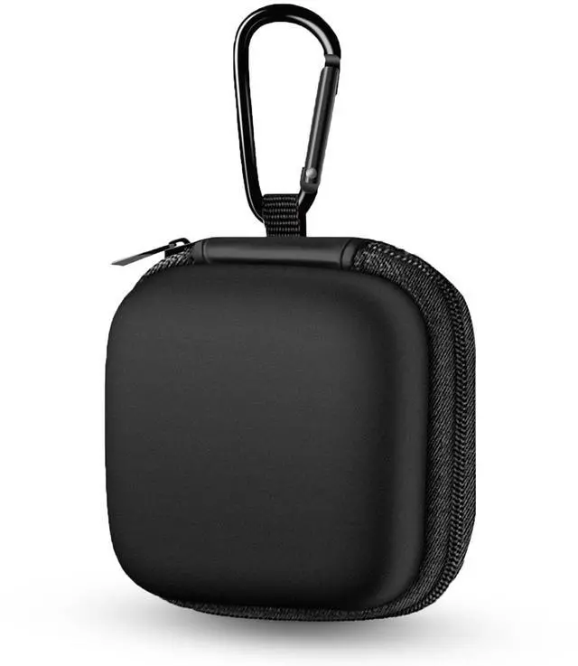 Main image of Earbud Case Portable EVA Storage Bag with Carabiner, Black | Cell Phone Accessories Organizer, Wired/Wireless Earphone Holder, SD Memory Card Storage, Camera Chip Case, Tech Pouch