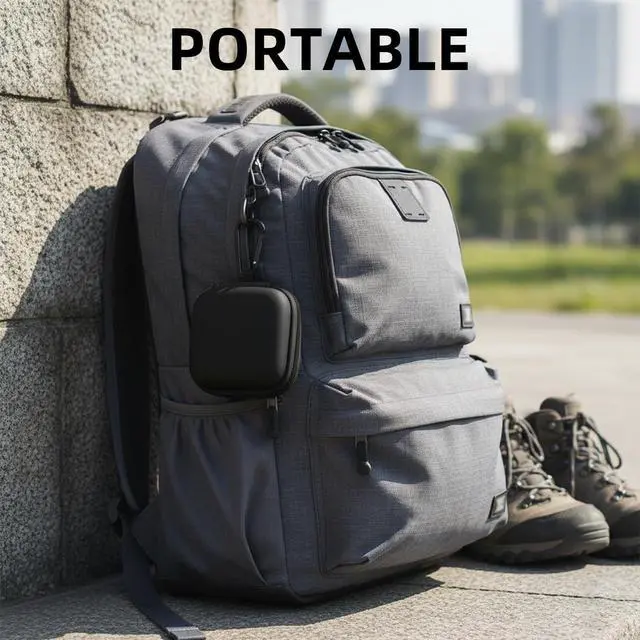 Alt view image 6 of 6 - Earbud Case Portable EVA Storage Bag with Carabiner, Black | Cell Phone Accessories Organizer, Wired/Wireless Earphone Holder, SD Memory Card Storage, Camera Chip Case, Tech Pouch