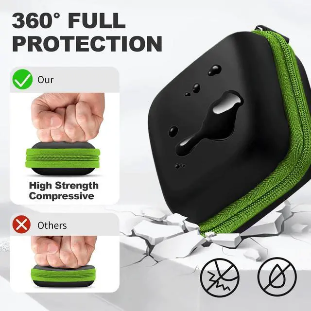 Alt view image 2 of 7 - Square Earbud Case Portable EVA Carrying Case Storage Bag Cell Phone Accessories Organizer with Carabiner for Earphone, Earbud, Earpieces, SD Memory Card, Camera Chips, Tech Pouch, Green