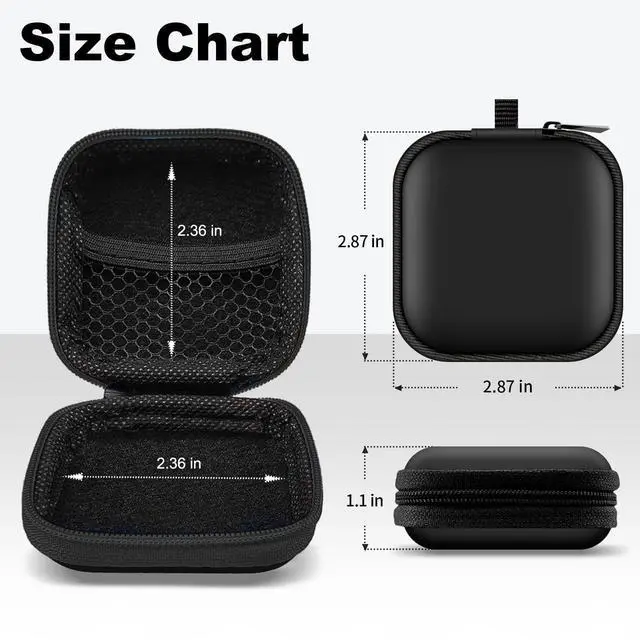Alt view image 4 of 7 - Square Earbud Case Portable EVA Carrying Case Storage Bag Cell Phone Accessories Organizer with Carabiner for Earphone, Earbud, Earpieces, SD Memory Card, Camera Chips, Tech Pouch, Green