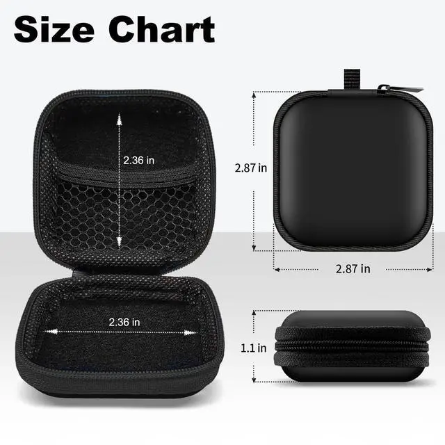 Alt view image 4 of 7 - Square Earbud Case Portable EVA Carrying Case Storage Bag Cell Phone Accessories Organizer with Carabiner for Earphone, Earbud, Earpieces, SD Memory Card, Camera Chips, Tech Pouch, Red