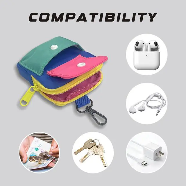 Alt view image 4 of 6 - Portable Headphone Case Storage Bag, Universal Wireless Earbuds Pouch, Color Blocking Phone Accessories Organizer for Earphone Data Cable Small Change, 1 Piece