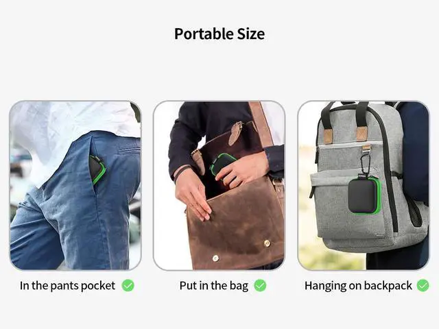 Alt view image 5 of 7 - 2-Pack Earbuds Case, Portable Small Earbud Carrying Case Storage Bag with Carabiner Clip for Earphones, Earpieces, SD Memory Card, Camera Chips - Green+Purple