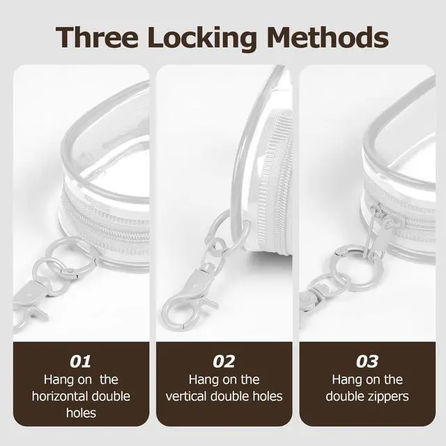 Alt view image 3 of 6 - 2 Pack Transparent Tech Pouch Storage Bags, White + White | Cable Organizer, Earphone Storage, Charger Holder, Key, Coin, Blind Box Doll Display Bag