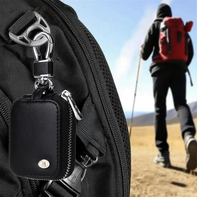 Alt view image 6 of 7 - Earbud Case, Headphone Storage Case with Keychain EB-1Pcs Black | PU Leather Zipper Carrying Pouch Bag for USB Cable, Wired Earphones and AirPods Pro 2/ Pro 3/ AirPods 4/3/ 2/1