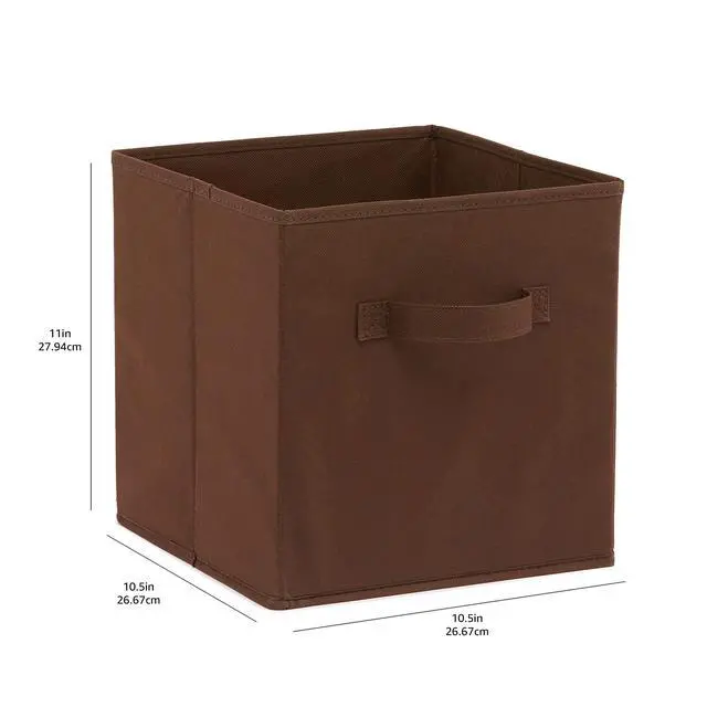 Alt view image 6 of 6 - Collapsible Fabric Storage Bins with Handles, Cube Organizer, Lightweight Fabric, 10.5"x10.5"x11", Brown, 6-Pack