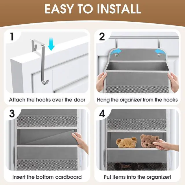Alt view image 3 of 6 - 1 Pack Over The Door Organizer Hanging Storage Room Organizer | 40 lb Capacity, Ultra-Sturdy, Foldable, Mesh Design with Clear Window, Space-Saving Organizer for Pantry, Nursery & Closet